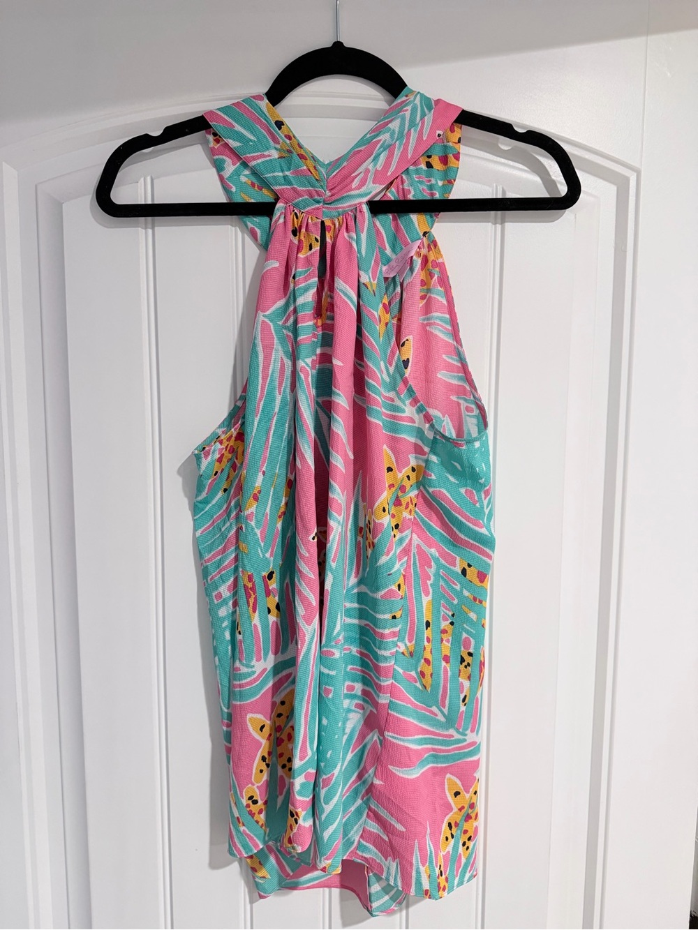 Lilly Pulitzer Pink & Teal Tropical Halter Dress